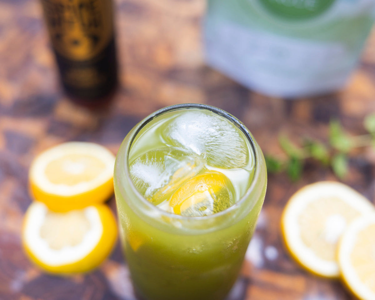 Spicy matcha lemonade with Spice Witch Spicy Honey