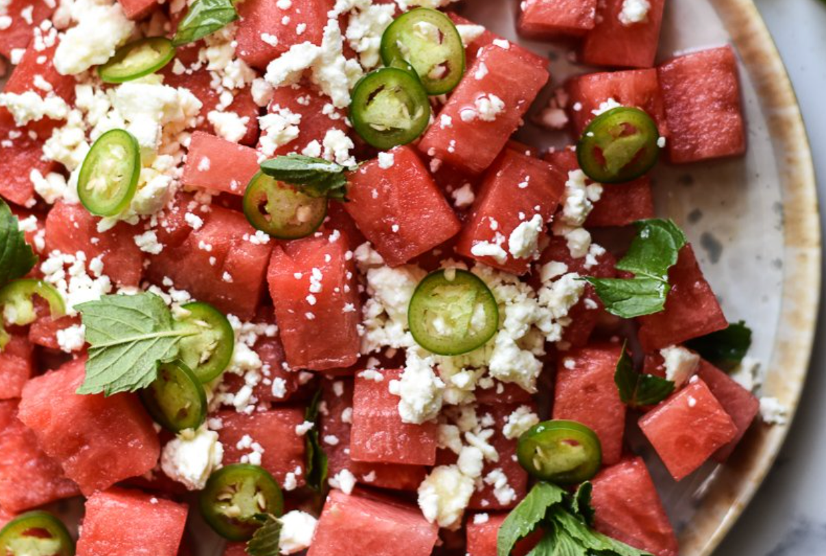 Hot Honey Watermelon Feta Salad