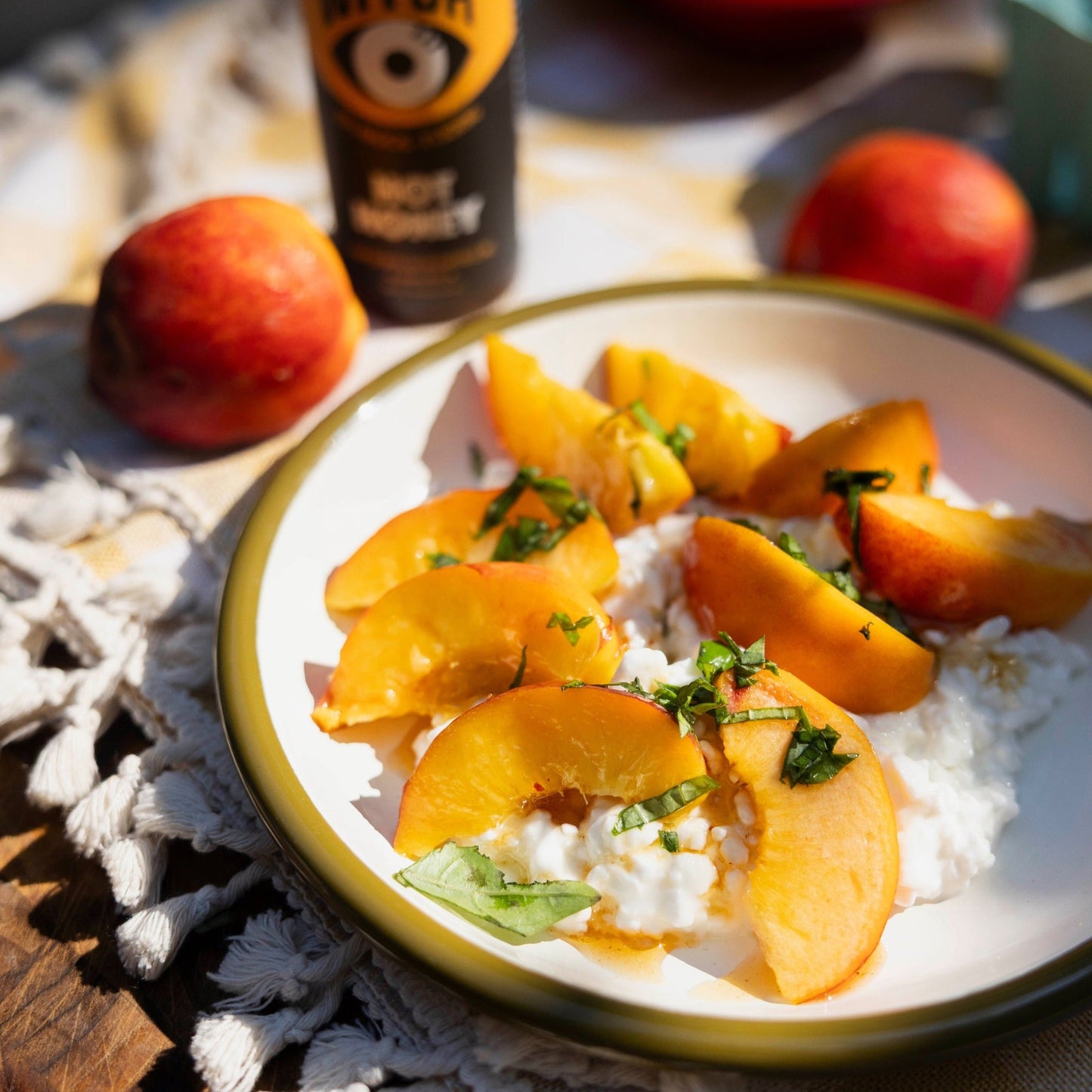 Peach & Hot Honey Cottage Cheese Bowl | High-Protein Summer Snack
