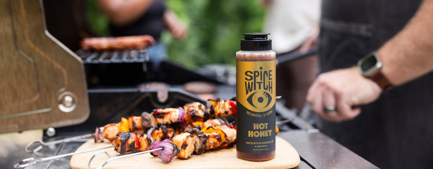 Honey-Glazed Chicken Skewers with Peppers + Mushrooms (and a Whole Lot of Flavor)
