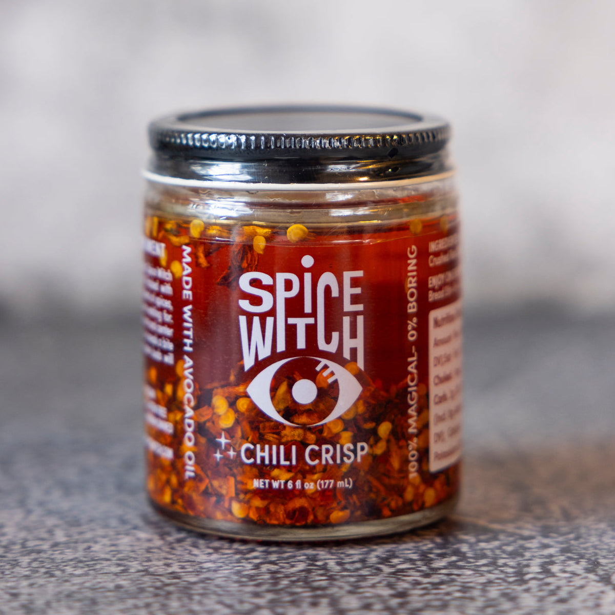 Spice Witch Original Chili Crisp jar — avocado oil base, no seed oils, small-batch Asheville