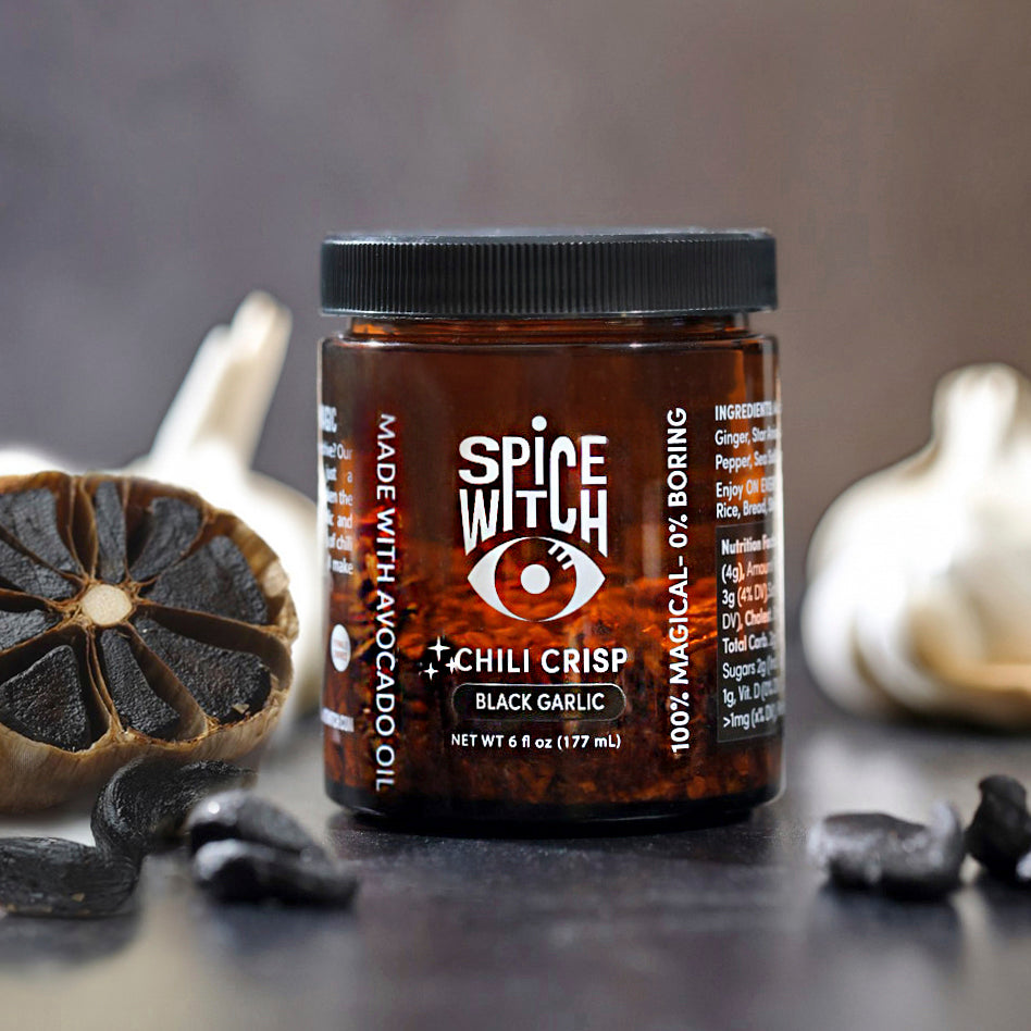 Chili Crisp- Black Garlic- Spicy Umami Condiment And Cooking Oil