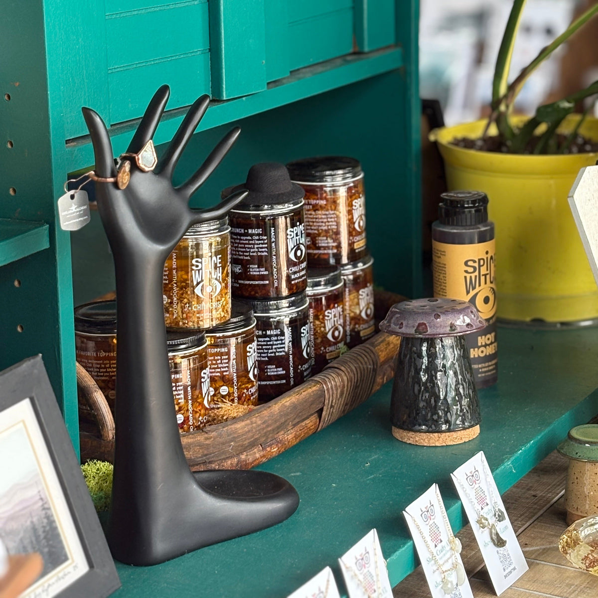 Spice Witch hot honey on a store shelf